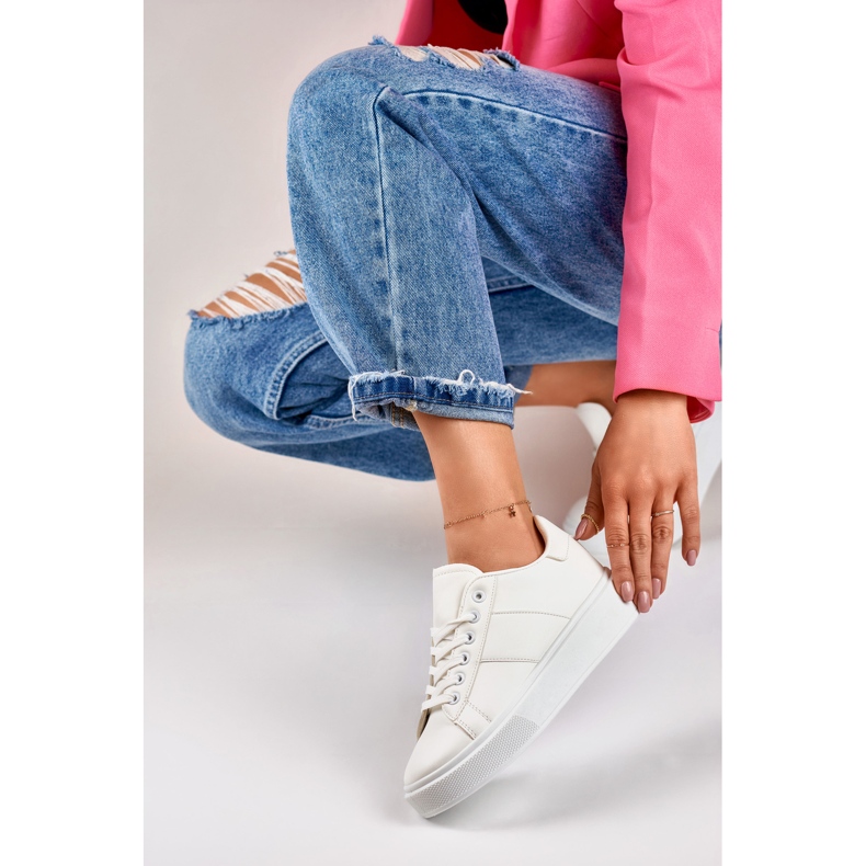 Dámské bílé tenisky na platformě bílý 1