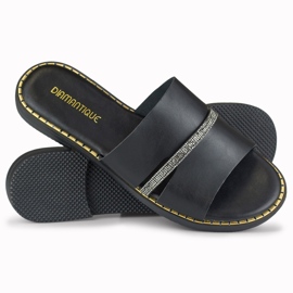 Elegantní černé dámské pantofle se zdobením černá 1