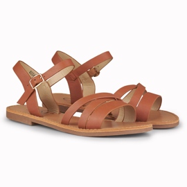 Fialové dámské hnědé ploché sandály hnědý 2 Fialové dámské hnědé ploché sandály hnědý 2