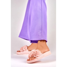 Dámské růžové květované pantofle Violett růžový 2