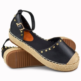 Černé espadrilky se zapínáním na cvočky u kotníku černý 1