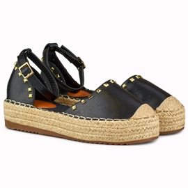 Černé espadrilky se zapínáním na cvočky u kotníku černý 2