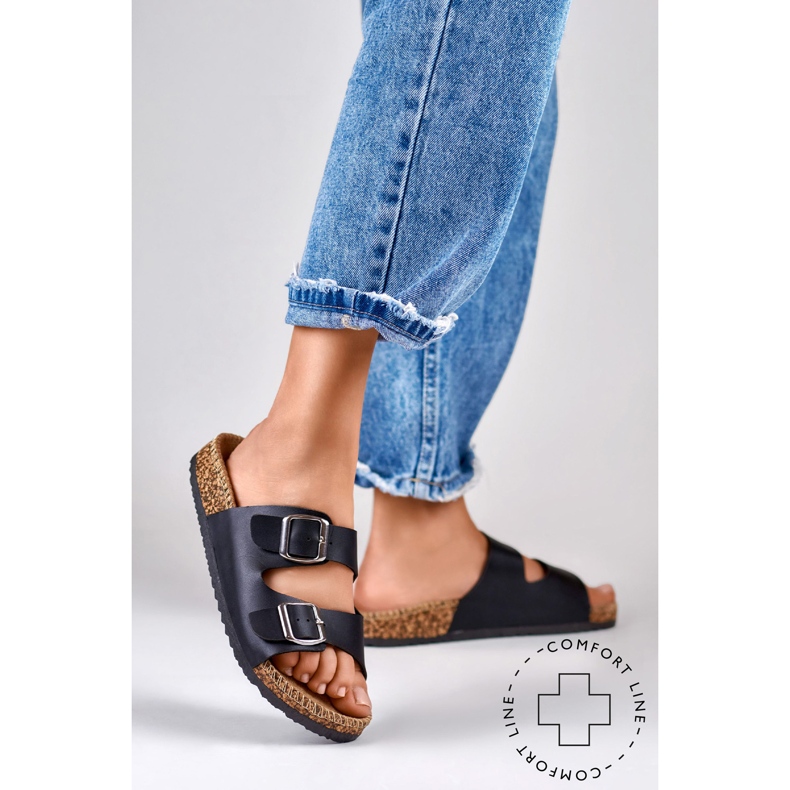 Černé pohodlné dámské pantofle černá 1 Černé pohodlné dámské pantofle černá 1