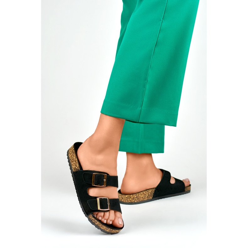 Černé žabky na korkové podrážce černá 1 Černé žabky na korkové podrážce černá 1