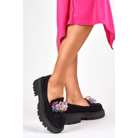 Černé mokasíny s korálky černý 1