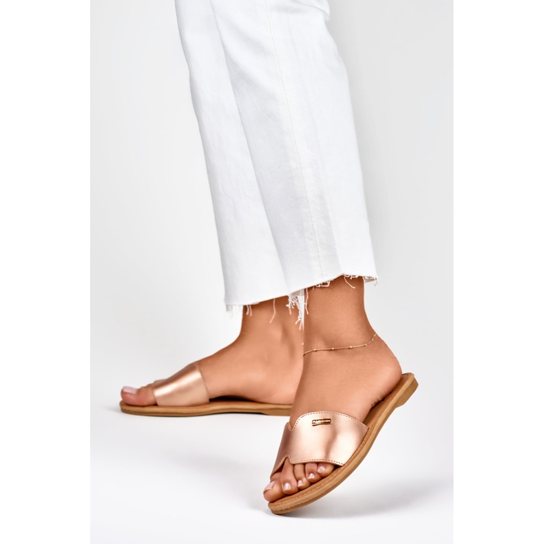 Dámské klasické ploché pantofle Denly zlatý 2 Dámské klasické ploché pantofle Denly zlatý 2