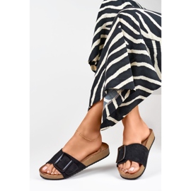 Černé dámské slidery se sponou černý 1