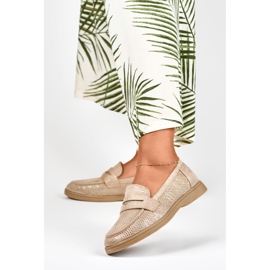 Dámské prolamované boty se zlatým leskem béžový 2 Dámské prolamované boty se zlatým leskem béžový 2