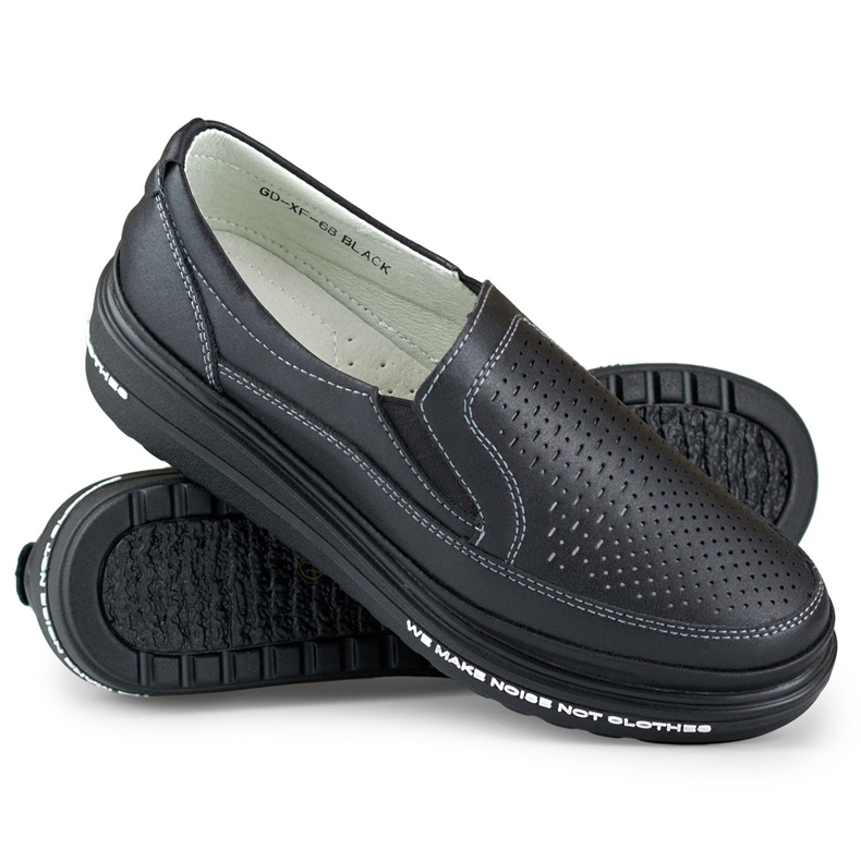 Dámské prolamované boty vyrobené z přírodní kůže černá 1 Dámské prolamované boty vyrobené z přírodní kůže černá 1