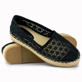 Dámské krajkové černé espadrilky černý 1