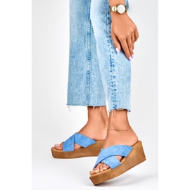 Dámské pantofle s džínami modrý 2
