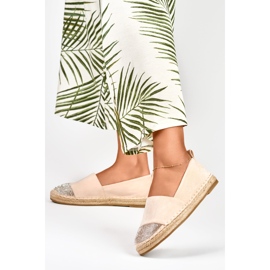 Dámské béžové espadrilky s flitrovou špičkou béžový 2