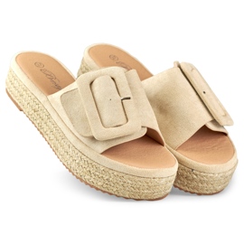 Dámské semišové béžové espadrilky béžový 1