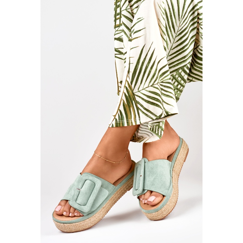 Dámské semišové tyrkysové espadrilky modrý 1
