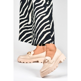 Dámské béžové mokasíny vyrobené z ekokůže béžový 2