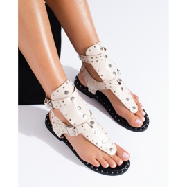 Béžové gladiátorské žabky s tryskami od Shelovet béžový 1