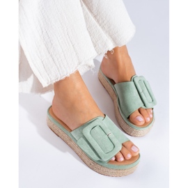 Mátové semišové espadrilky se nasazují na platformu Shelovet zelený 1