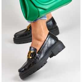 La.Fi Černé mokasíny na platformě černý 1