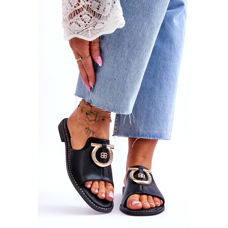 Kožené pantofle Pohodlná obuv S.Barski KV-2775-32 Černá 1