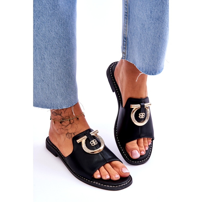 Kožené pantofle Pohodlná obuv S.Barski KV-2775-32 Černá 4