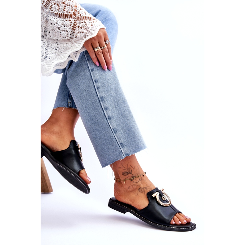 Kožené pantofle Pohodlná obuv S.Barski KV-2775-32 Černá 5