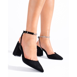 Černé semišové lodičky na podpatku značky Shelovet černá 1