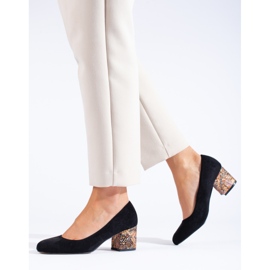 SHELOVET Černé semišové lodičky na podpatku od Sheovet černá 1