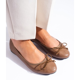 Dámské hnědé baleríny s mašlí Shelovet hnědý 2