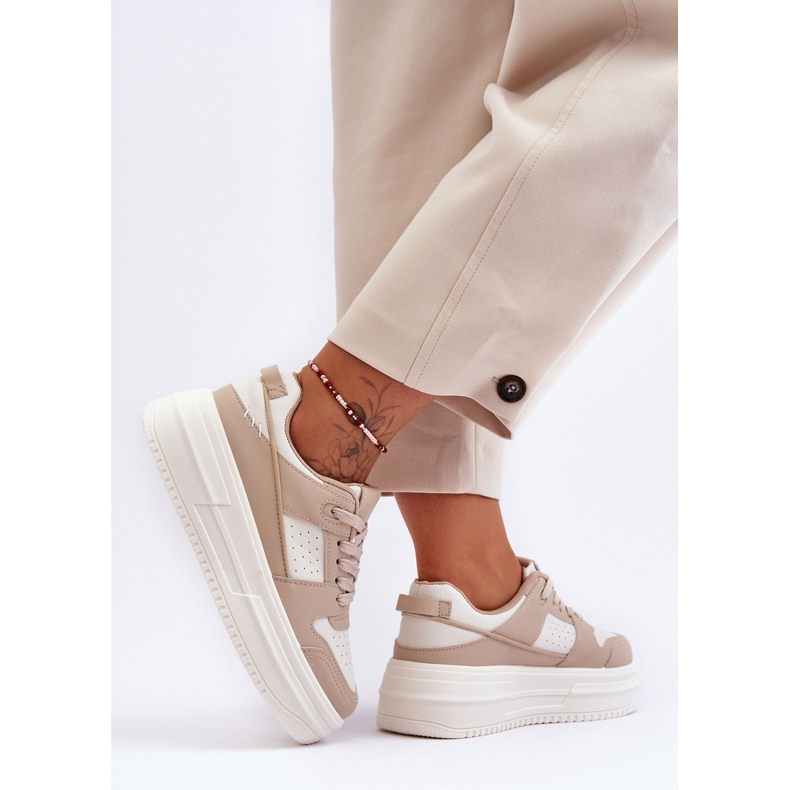 FJ1 Dámská sportovní obuv na masivní platformě béžová Belisso béžový 2