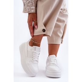 FJ1 Dámské kožené sportovní boty na masivní platformě bílé Belisso bílý 1