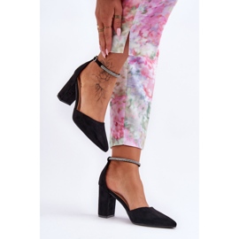 Černé diamantové semišové lodičky s kubickými zirkony černá 1