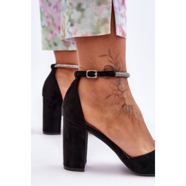 Černé diamantové semišové lodičky s kubickými zirkony černá 2