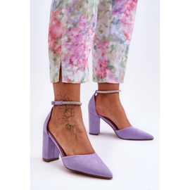 Semišové lodičky s kubickými zirkony fialovým diamantem 1