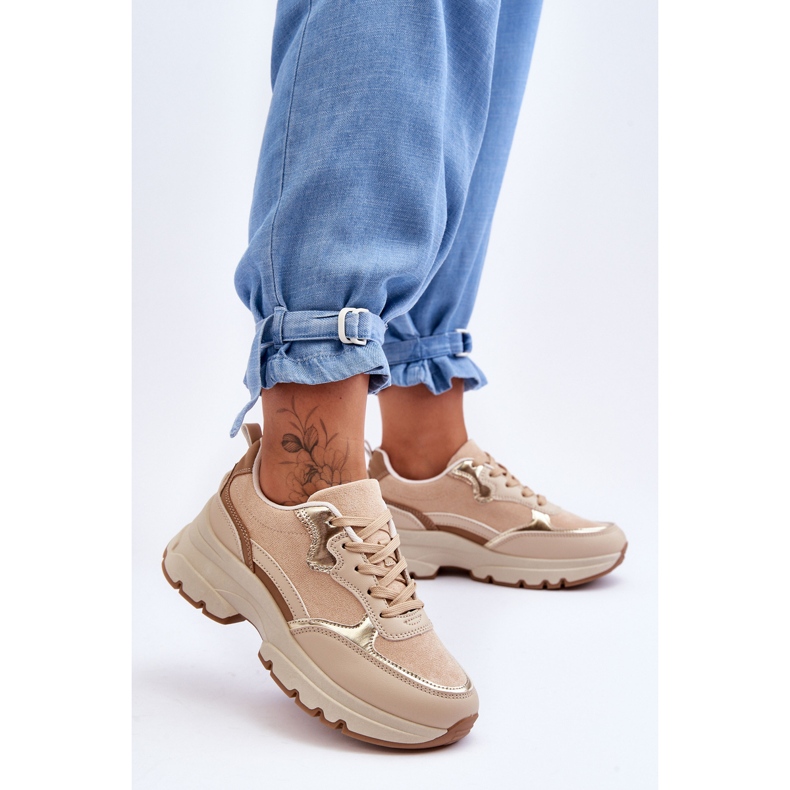 FG2 Béžová platforma ploché sportovní boty ikony béžový 1