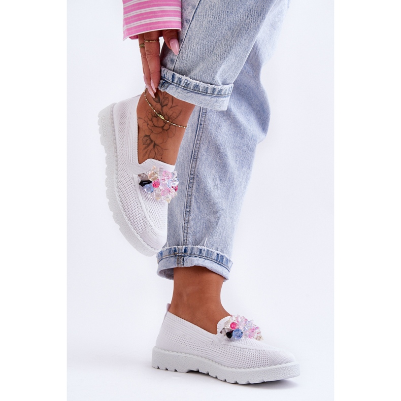 PM1 Dámské nazouvací tenisky se zdobením White Taylor bílý 2