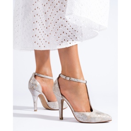 Shelovet stříbrné lodičky na vysokém podpatku stříbrný 1