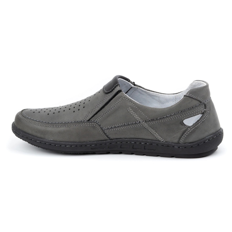 Olivier Šedé pánské kožené mokasíny na léto 602 šedá 1