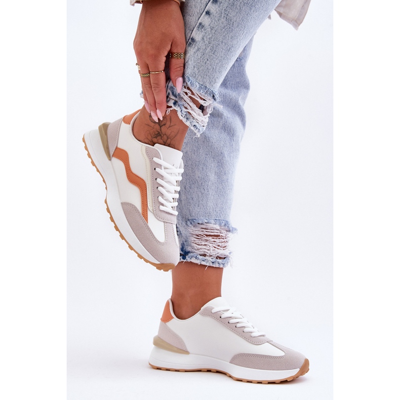 FJ1 Dámská kožená sportovní obuv bílo-oranžová Somerio bílý 1