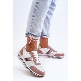 Kožená sportovní obuv S.Barski AL21575 bílá a růžová bílý 1