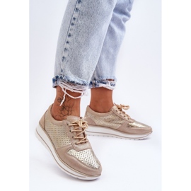 Kožená sportovní obuv s perforací S.Barski AL22246 Gold zlatý 1
