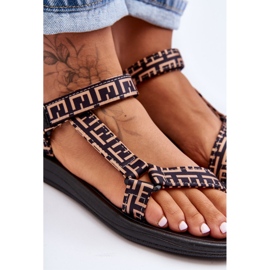 Dámské saténové sportovní sandály černá a béžová Victory 2