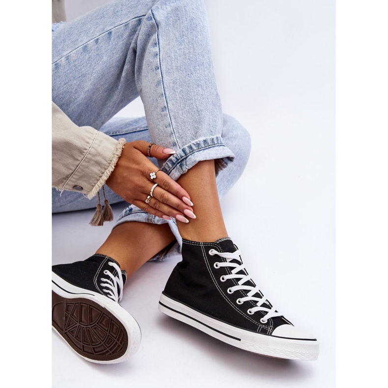 FR1 Dámské klasické vysoké tenisky Black and White Remos černá 2