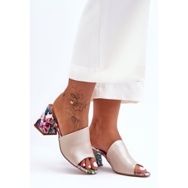 Lewski Shoes Dámské kožené boty Leski na vysokém podpatku 3209/K Pearl Beige béžový 2