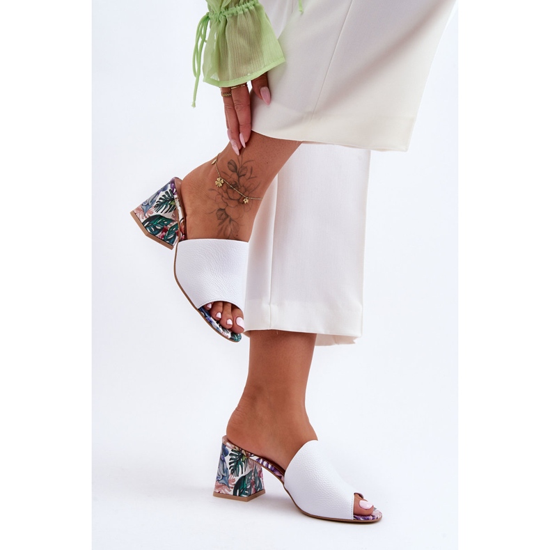 Lewski Shoes Dámské kožené boty Leski na vysokém podpatku 3209/K Bílá bílý 2