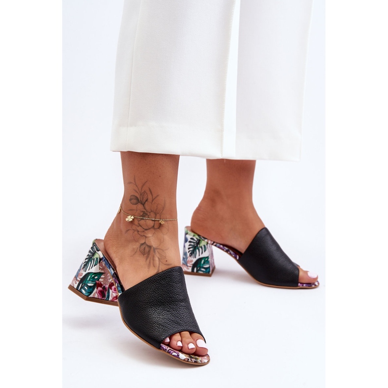 Lewski Shoes Dámské kožené boty Leski na vysokém podpatku 3209/K Černá černý 1