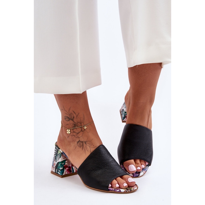 Lewski Shoes Dámské kožené boty Leski na vysokém podpatku 3209/K Černá 2