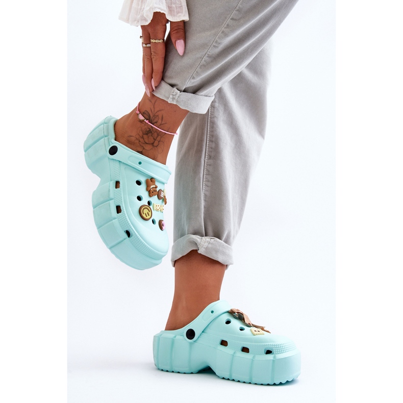 Dámské pěnové skluzavky Crocs s ozdobami Green Marlett zelený 1