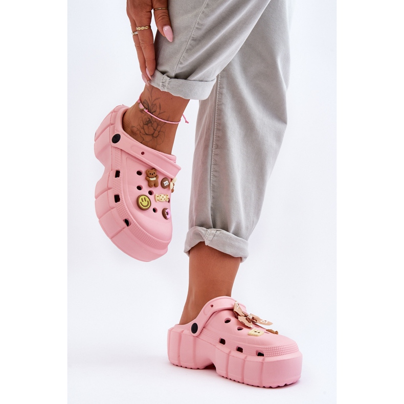 Dámské pěnové skluzavky Crocs s ozdobami Pink Marlett růžový 2