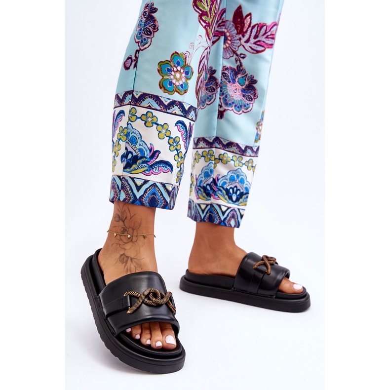 Dámské sandály s ozdobou černé verso černá 1