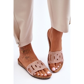 Dámské pantofle s cvočky růžové Evelins růžový 1